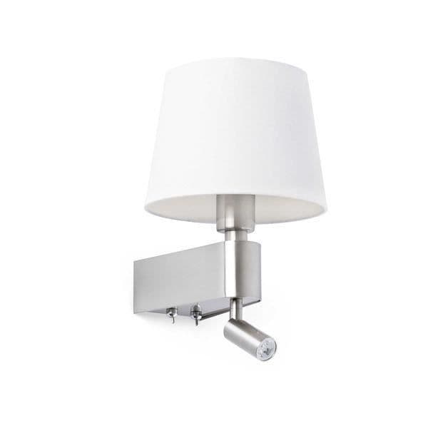 Vägglampa - Faro - Rum - LED - Vit - H29cm - Metall och Textil