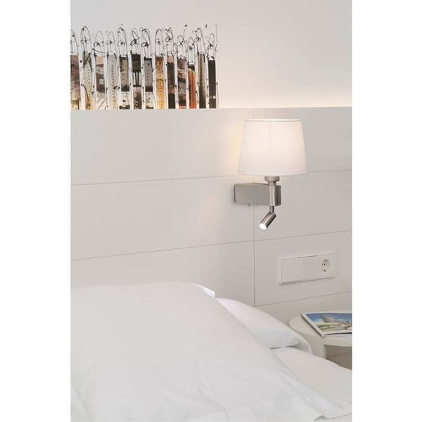 Vägglampa - Faro - Rum - LED - Vit - H29cm - Metall och Textil