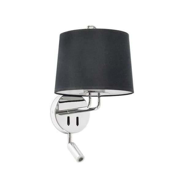MONTREAL med läsare, vägglampa, Faro Barcelona 24033-03 Svart, Krom