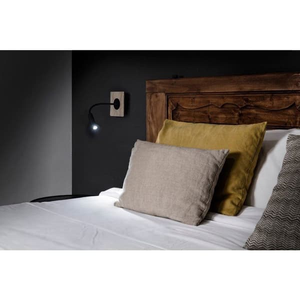Vägglampa för läsning - FARO - Mood - Massiv trä - LED 2W - Svart 3000K