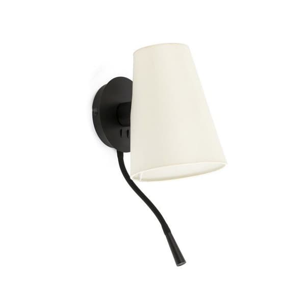 Läsbelysning - FARO - LUPE - Vägglampa svart - E27 - 12W - Stål