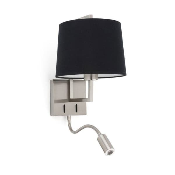 Läslampa - Faro - FRAME - Vägglampa - Nickel - E27 - 15W Svart