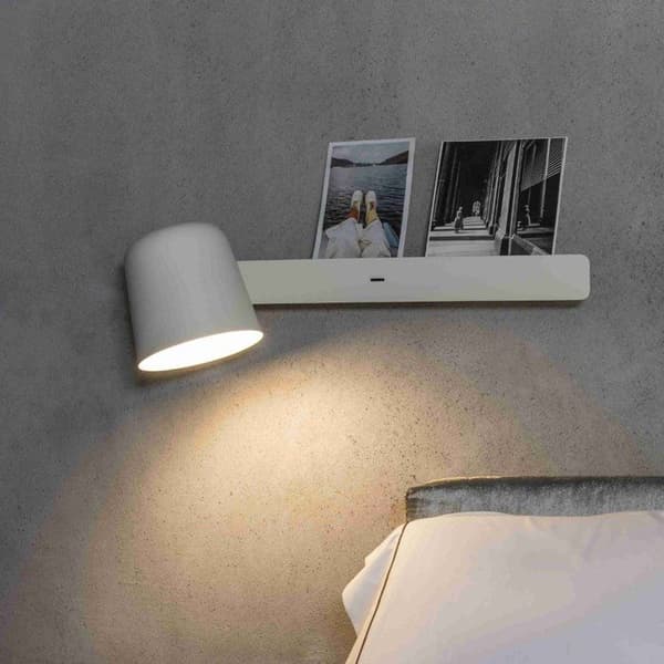 Vägglampa - FARO - TILA - Vit dun - E27 - Modern design - 46cm