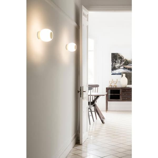 LED vägg- eller taklampa - FARO - Moy Led - Ø 13cm - Metall och Opalinglas - IP44