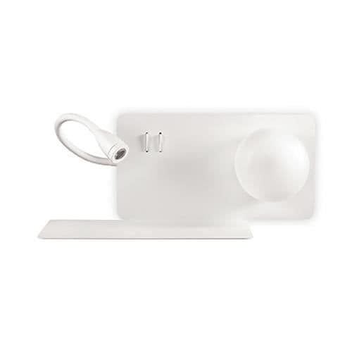 LED-vägglampa - IDEAL LUX - BOOK-1 - Flexibel gummiklädd arm - USB-port - Metall och satin glas