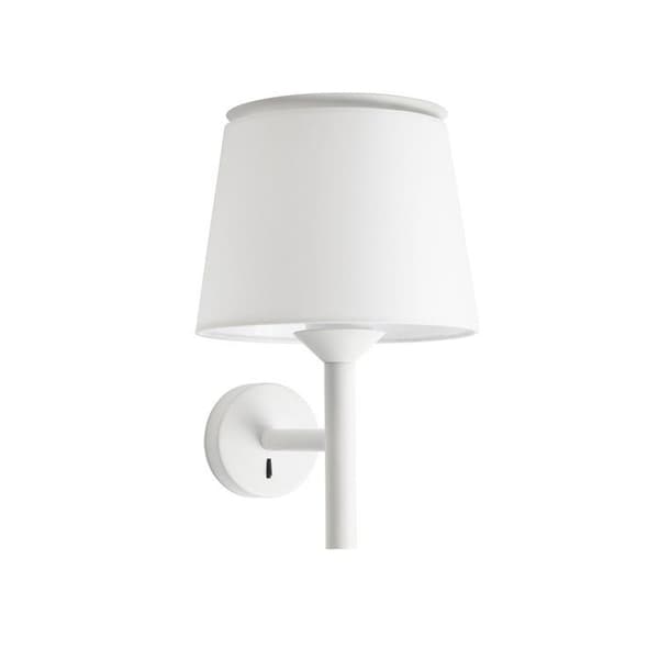 Vägglampa - FARO - SAVOY - Vit textil lampskärm - E27 bas - Modern design Vit