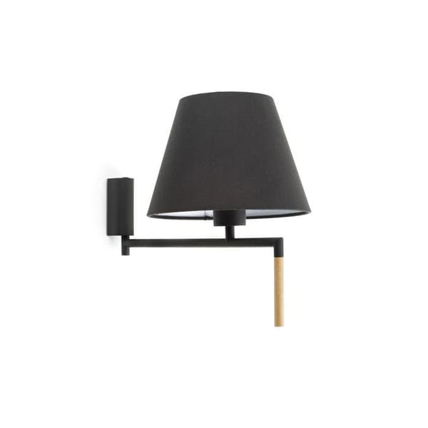 Vägglampa - FARO - RON - Svart lampskärm - E27 sockel - Stål Svart