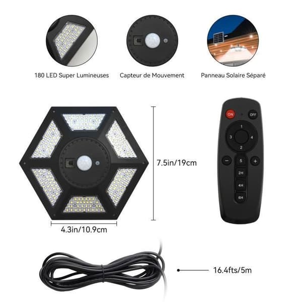 180 LED Solar Light Outdoor Indoor AGPTEK, 1400LM Solar Hänglampa 360° Ljusvinkel med fjärrkontroll