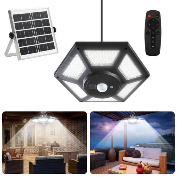 180 LED Solar Light Outdoor Indoor AGPTEK, 1400LM Solar Hänglampa 360° Ljusvinkel med fjärrkontroll