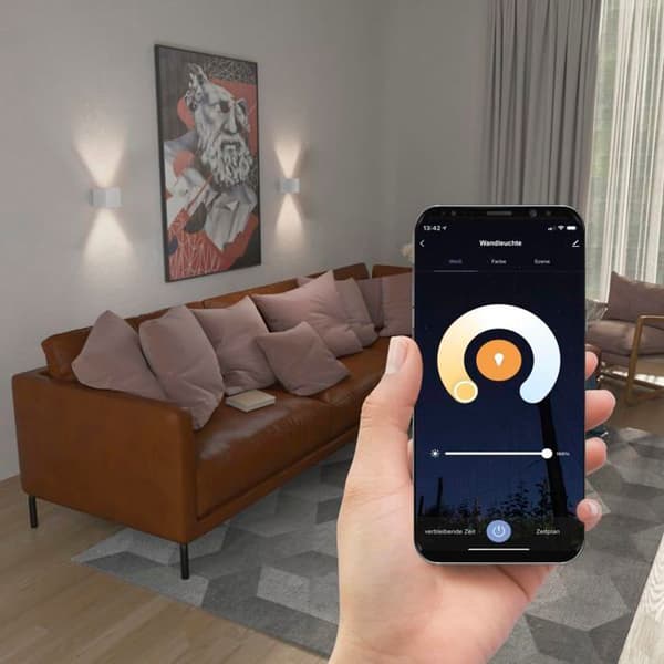 LED Vägglampa - HAMA - Inomhus och utomhus - WiFi - Röststyrning - Grå metall