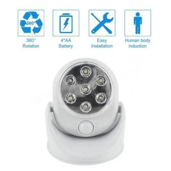 LED-lampa Ljus 360° trådlös rörelsedetektor - Märke - Modell - Vit - Uteplats Säkerhetssensor