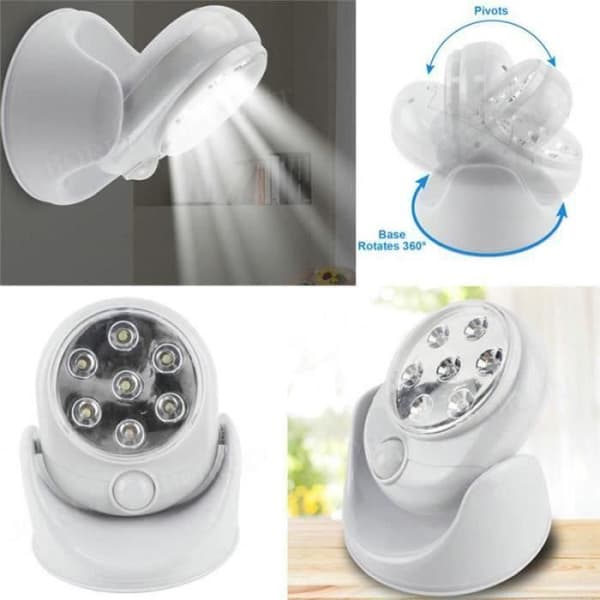 ZII05611-Lamp LED-ljus 360° Detektor Rörelse Automatisk Roterar Trådlös Sensor Uteplats Säkerhet för trädgårdsvägg Korridor till