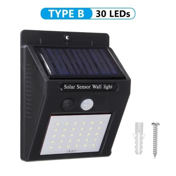 Vägglampa Solcellslampa 30 LED-ljus Utomhus Vattentät sensor Rörelsedetektorbelysning TYP B