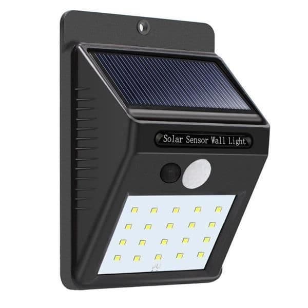 Trädgårdssolar vägglampa 20LED PIR rörelsesensor + ljus IP65 L25100