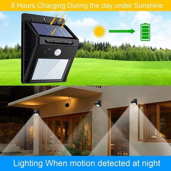 Solarlampa - Ej specificerad - Set med 4 - 20 LED - Rörelsesensor - Vattentät IP65