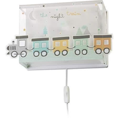 Dalber - Vägglampa för barn - Nattåget - Tågmotiv, L 13 cm, H 22,5 cm, Vit