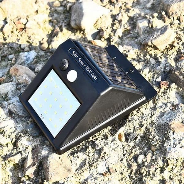 Vägglampa utomhus 20 solcells-LED med rörelsesensor - Svart