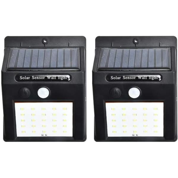 Vägglampa utomhus 20 solcells-LED med rörelsesensor - Svart