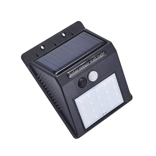 Vägglampa utomhus - APPLIKATION - 20LED - Solar - Rörelsedetektor - Svart