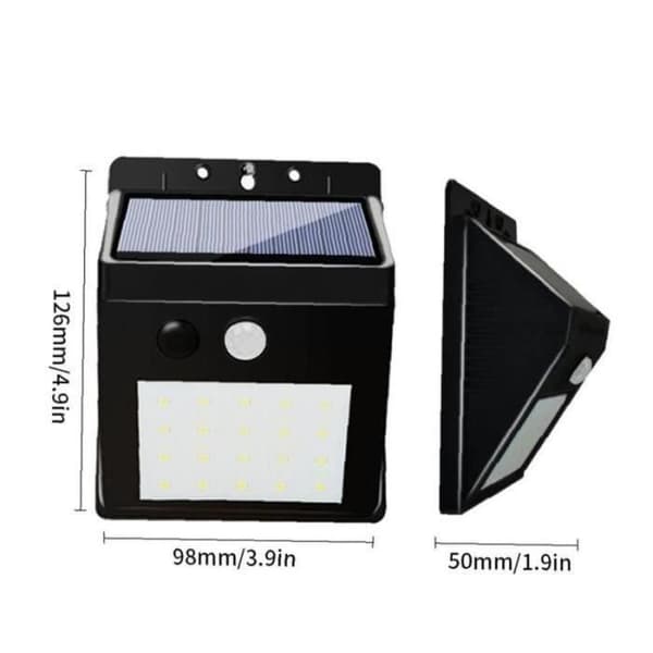 Solcellsvägglampa - ZF09277 - LED - Rörelsedetektor - Svart - Utomhus