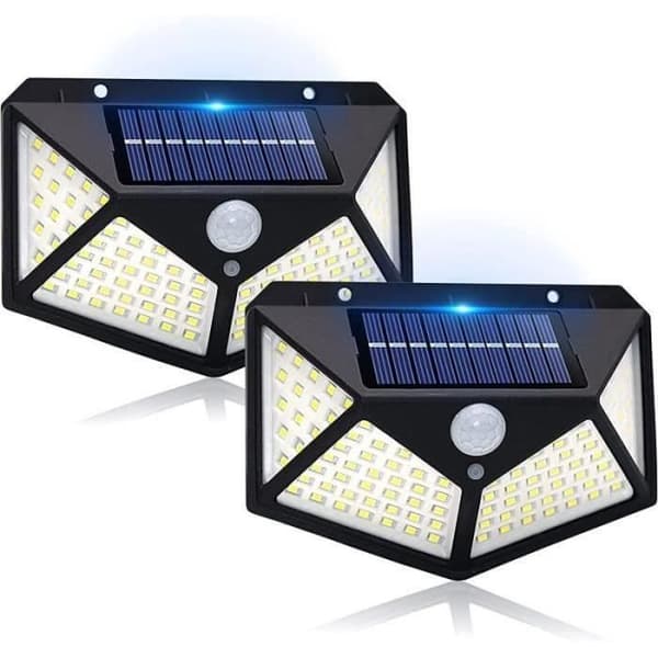UTOMHUSLJUS Stillcool® 2st utomhussollampa 100 LED utomhusvägglampa med 3 lägen och rörelsesensor