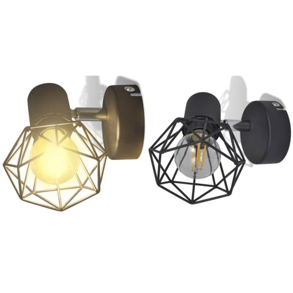 The Living Store væglamper 2 stk. med LED-pærer industriel stil sort -  Væglampebeslag