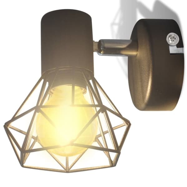 The Living Store væglamper 2 stk. med LED-pærer industriel stil sort -  Væglampebeslag