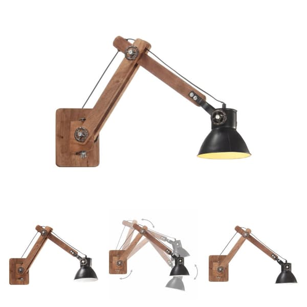 The Living Store Vägglampa industriell stil svart rund E27 -  Vägglampor