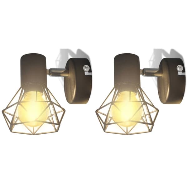 Vägglampor - Taklampa industri-design spotlights 2 st LED-glödlampor svart