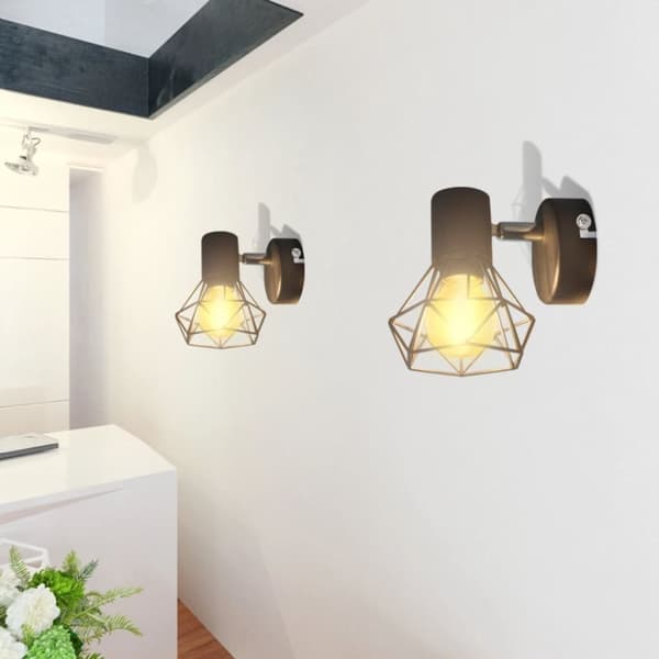 Vägglampor - Taklampa industri-design spotlights 2 st LED-glödlampor svart