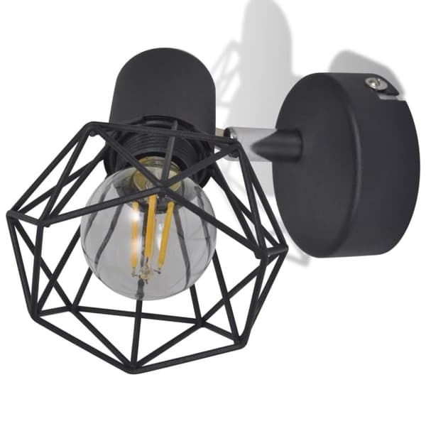 Taklampa industri-design spotlights 2 st LED-glödlampor svart - Vägglampa - Vägglampor - Home & Living