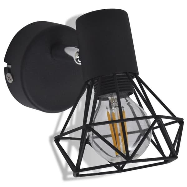 Taklampa industri-design spotlights 2 st LED-glödlampor svart - Vägglampa - Vägglampor - Home & Living