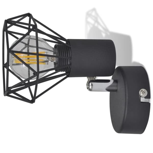Taklampa industri-design spotlights 2 st LED-glödlampor svart - Vägglampa - Vägglampor - Home & Living
