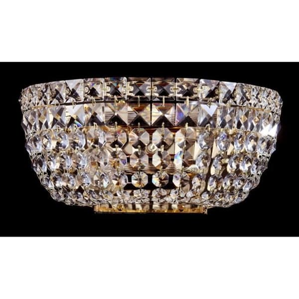 Basfor Flush Wall Light Antik Guld &amp; Kristall, 2 lampor, E14