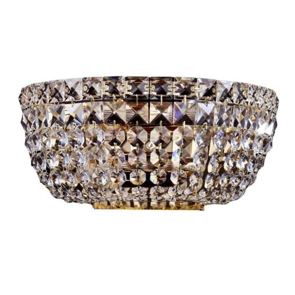 Basfor Flush Wall Light Antik Guld &amp; Kristall, 2 lampor, E14