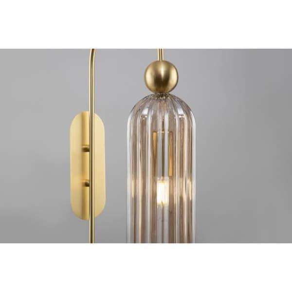 Vägglampa - Maytoni - Antik - Guld - Skärm i Cognac-glas - 40W E14