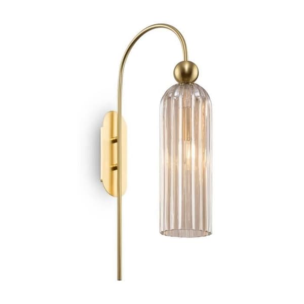 Vägglampa - Maytoni - Antik - Guld - Skärm i Cognac-glas - 40W E14