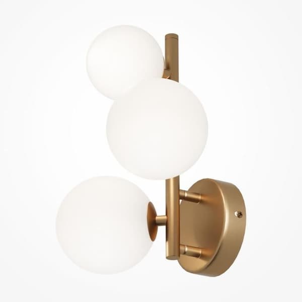 Maytoni Dallas Modern 3-Light Gold Wall Sconce, Matt White Shade, G9