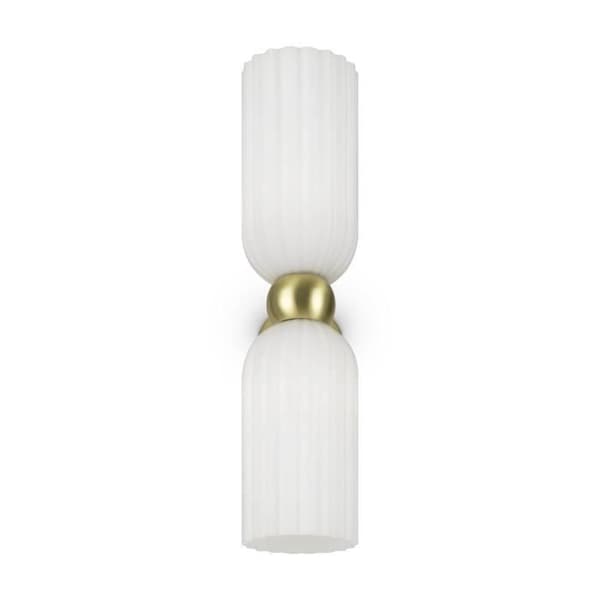 Maytoni Antic Modern 2 Light Up and Down Wall Light Gold, White Shade, E14