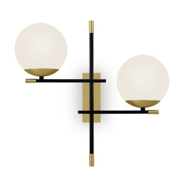 Vägglampa 2 lampor, Modern stil, i metall i guld, 2 taklampor i vitt glas exkl. 2 x E14 40w 220v Vit