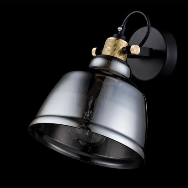 Modern vägglampa, loft, i metall färg svart och glas, exkl. 1x E27 40W 220V