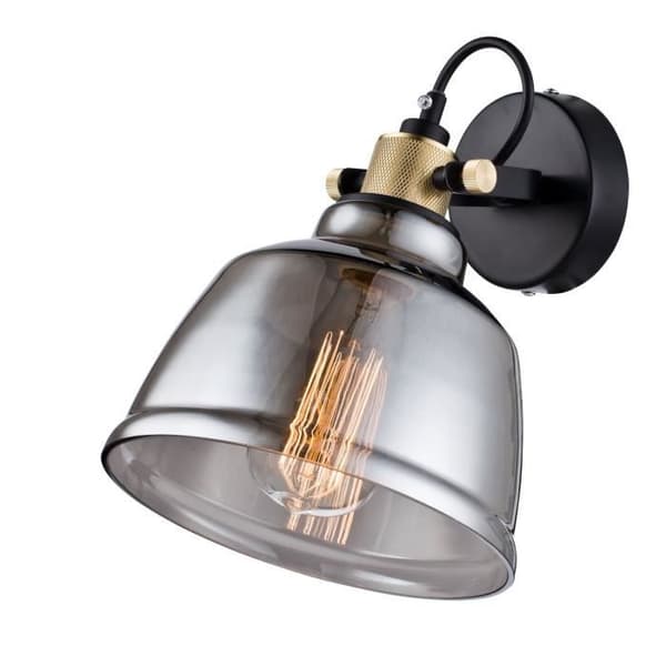 Modern vägglampa, loft, i metall färg svart och glas, exkl. 1x E27 40W 220V