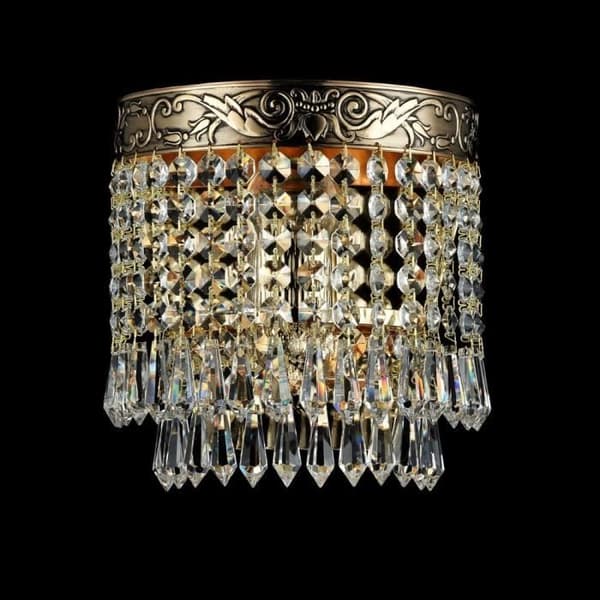 Palace Flush Antique Gold &amp; Crystal Vägglampa, 1 Light, E27