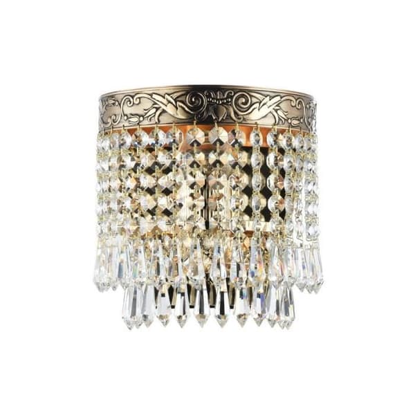 Palace Flush Antique Gold &amp; Crystal Vägglampa, 1 Light, E27