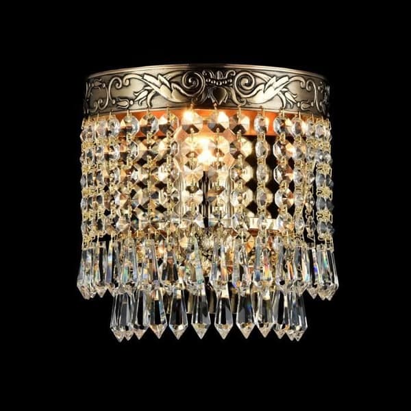 Palace Flush Antique Gold &amp; Crystal Vägglampa, 1 Light, E27