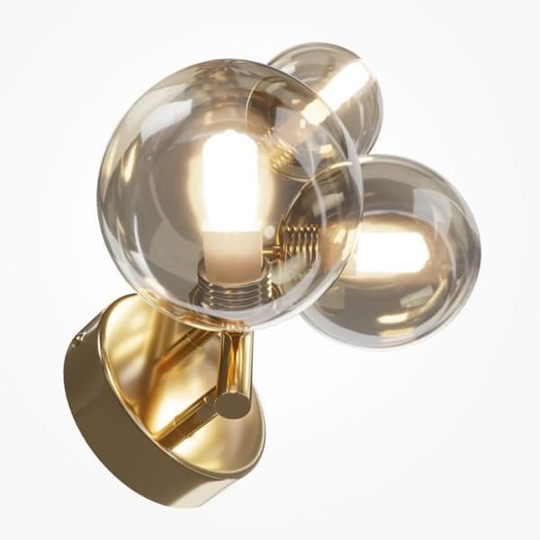 Maytoni Dallas Modern 3-Light Gold Wall Sconce, Cognac Shade, G9