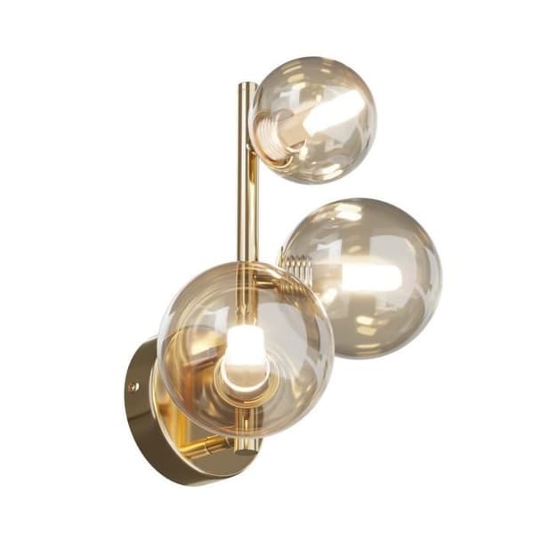 Maytoni Dallas Modern 3-Light Gold Wall Sconce, Cognac Shade, G9