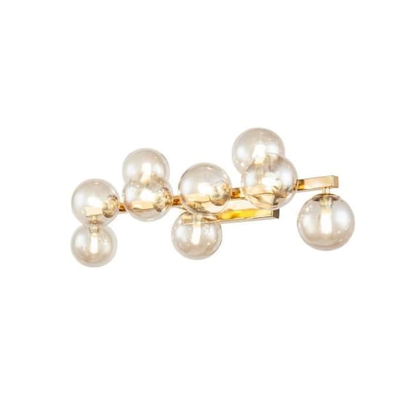 Maytoni Modern Wall Light - Guldfärgad metall och bärnstensfärgad glas - 9 G9 LED-lampor Bärnsten