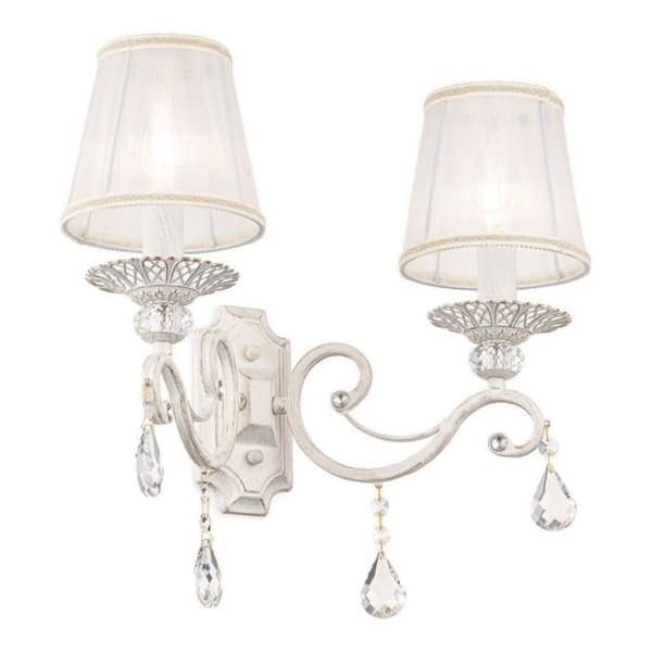 Grace White Candle Vägglampa med guld och kristall, 2 lampor, E14