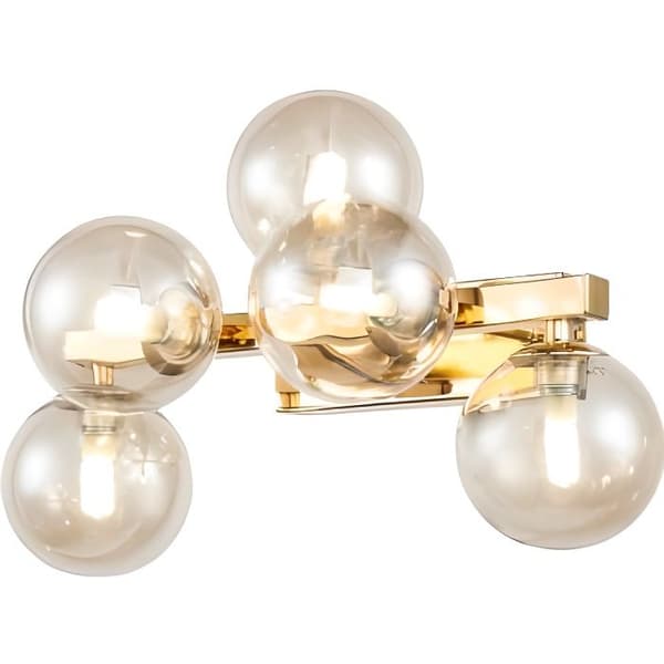 Vägglampa - Maytoni - Modern Design - Guldfärgad metall - Bärnstensfärgad glas - 5 LED-lampor